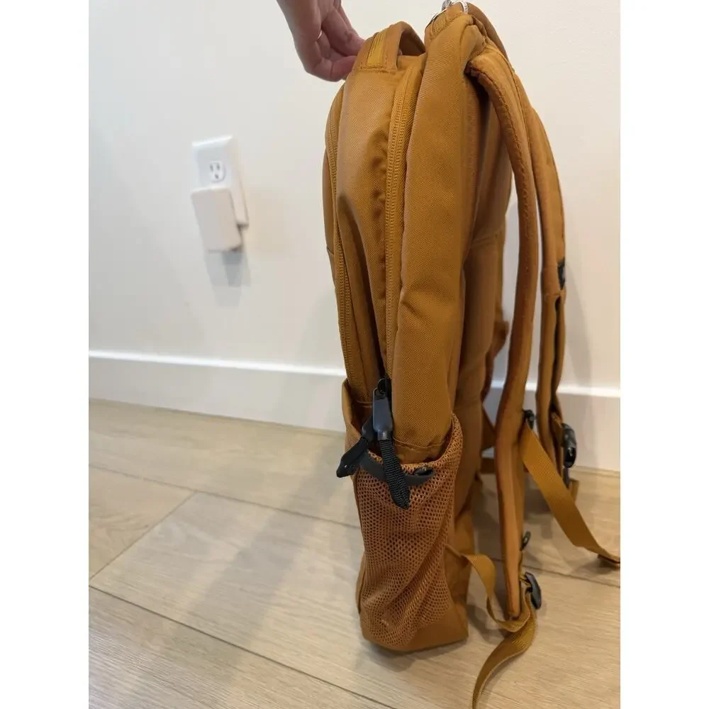 The North Face Stalwart Backpack in timber tan, customized w/a Logo.